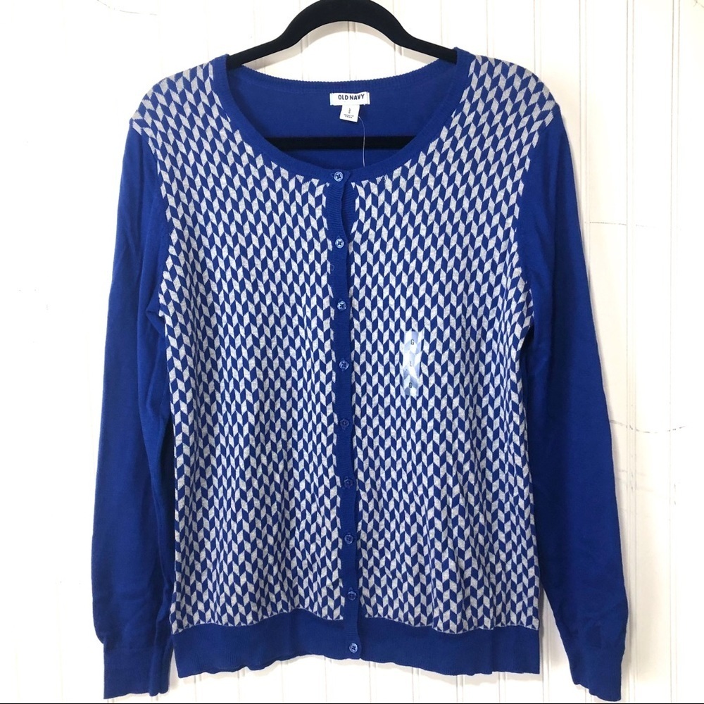 NWT houndstooth preppy boyfriend cardigan L